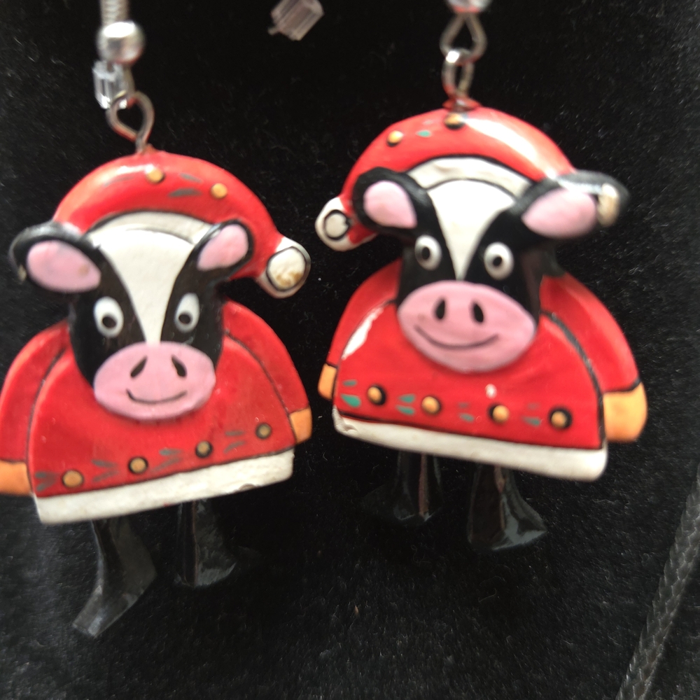 Cute Red Cow Kids Earrings - Playful Animal Accessory